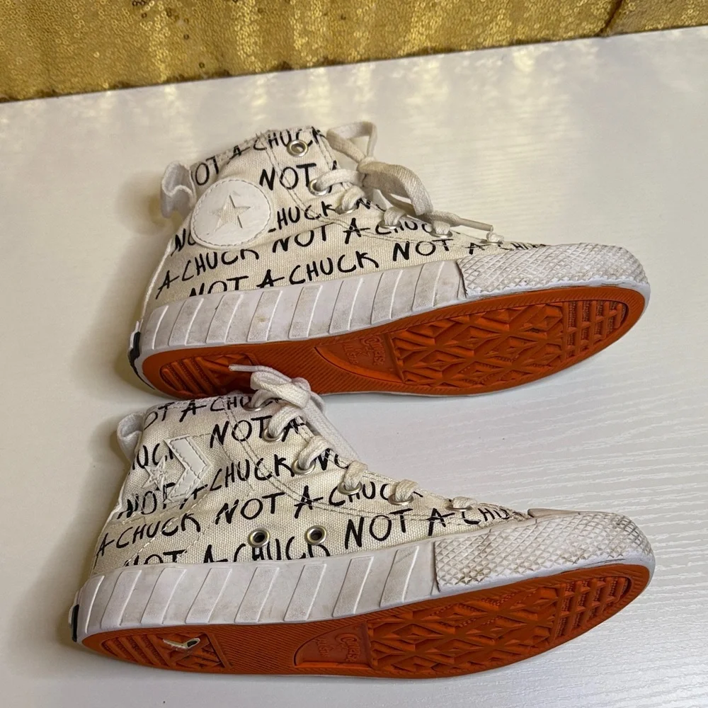Convers Chuck 70 High Sneakers - White and Orange featuring “Not a Chuck” UNISEX